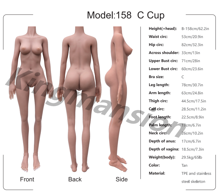 Kingmansion Lifelike TPE Sex Doll Body With Boobs Ass Steel Skeleton Toys (Only Torso)