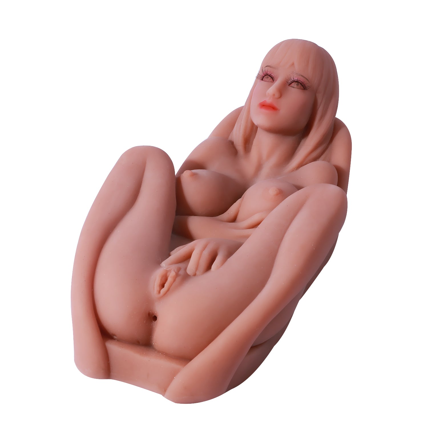 Kingmansion Life Size Love Doll Sex Doll with Head Male Masturbator Torso Breasts Ass Vagina TPE Solid Gel Dolls For Men (Tan)